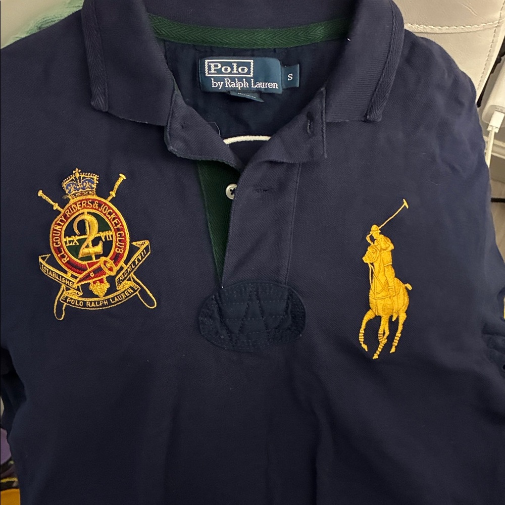 Navy Polo Shirt with Large Number Detail on back- best offer